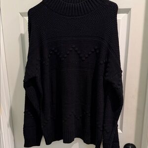 Pink Clover Black Textured Turtleneck Sweater